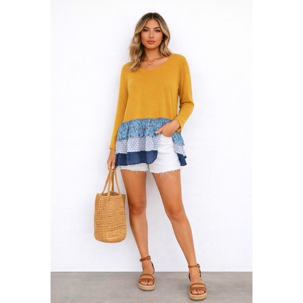 MATILDA JANE Yellow Floral Tunic Top